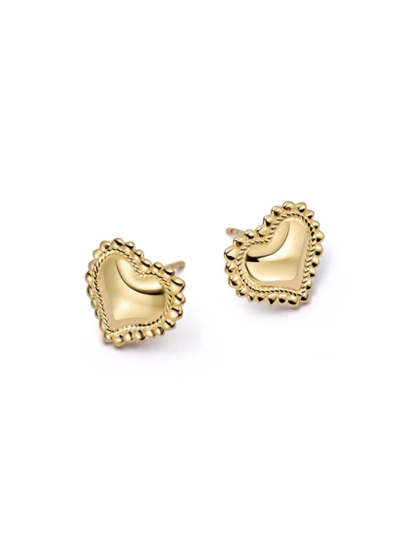 Daisy London Bobble Heart Stud Earrings 18ct Gold Plate