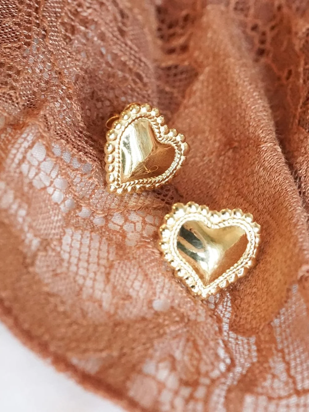 Daisy London Bobble Heart Stud Earrings 18ct Gold Plate, view 5