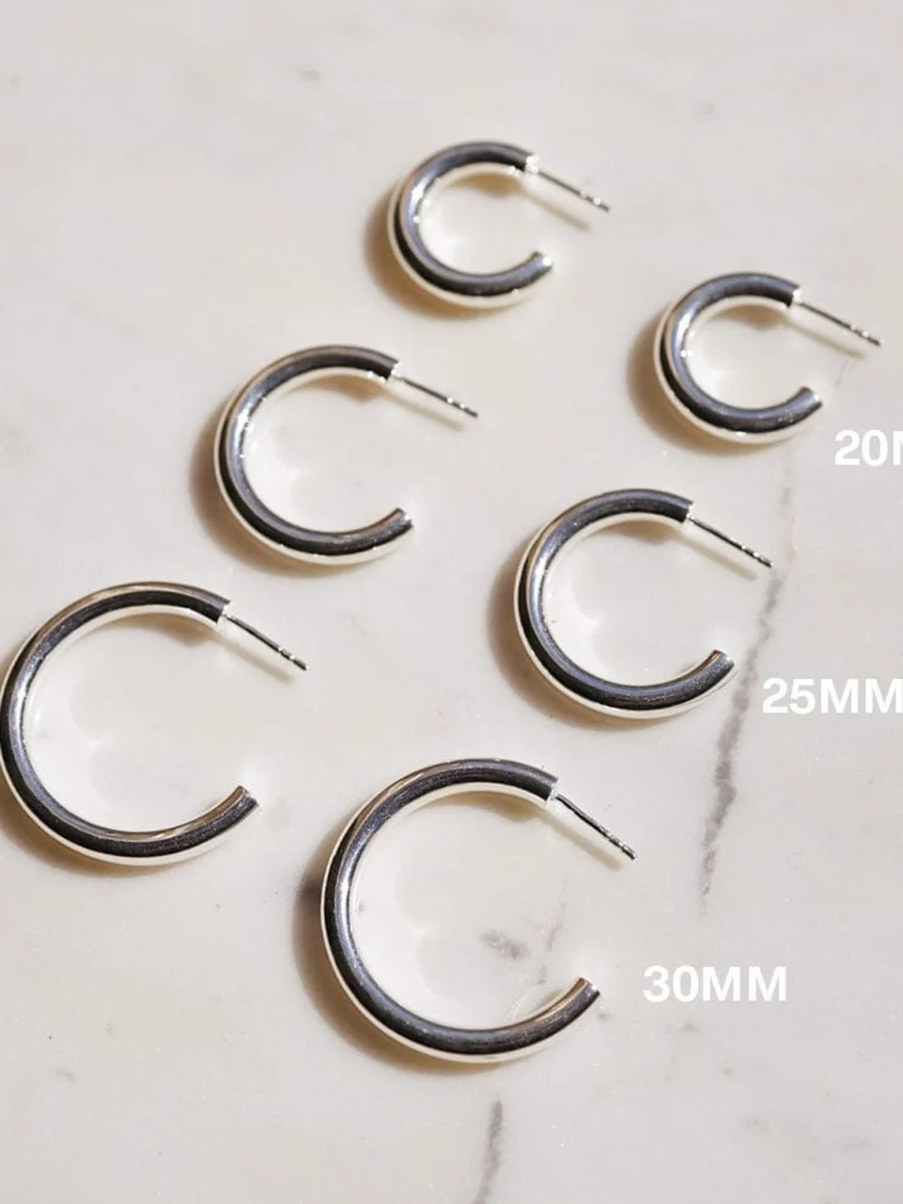 Daisy London Bold Hoop Earrings Sterling Silver, view 5