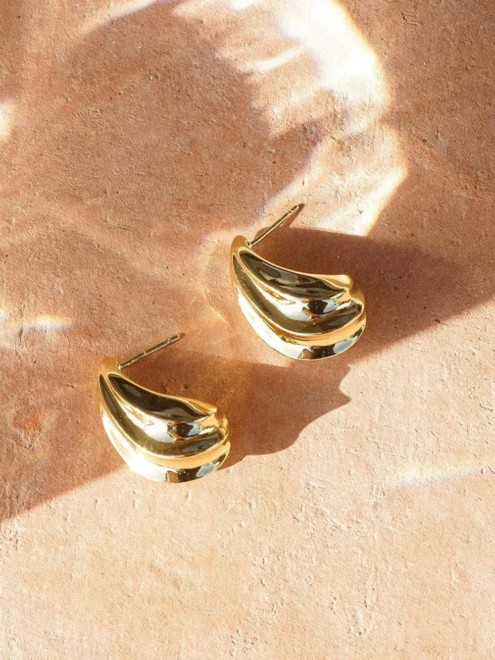 Daisy London Bold Wave Stud Earrings 18ct Gold Plate, view 3