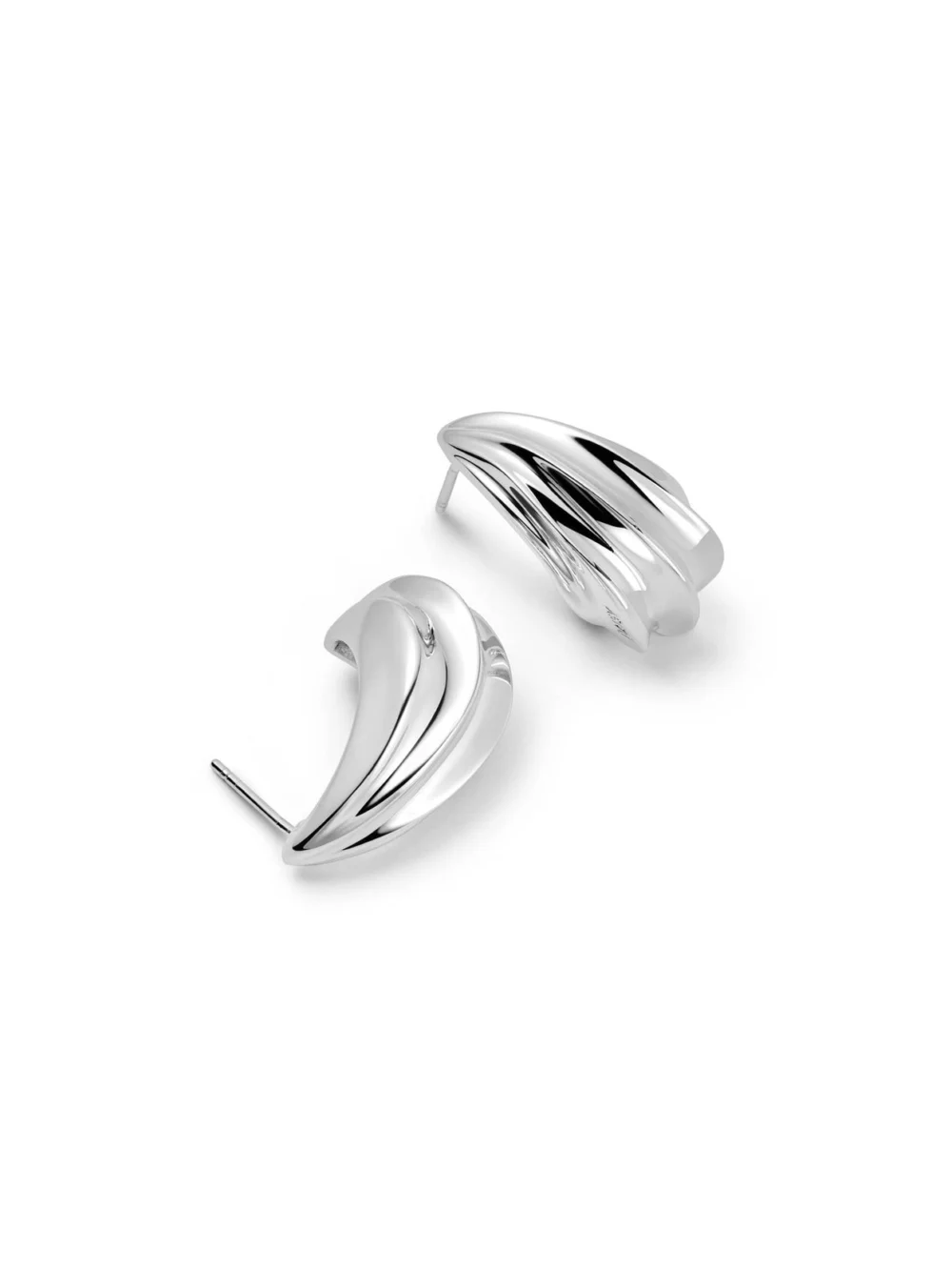Daisy London Bold Wave Stud Earrings Silver Plate