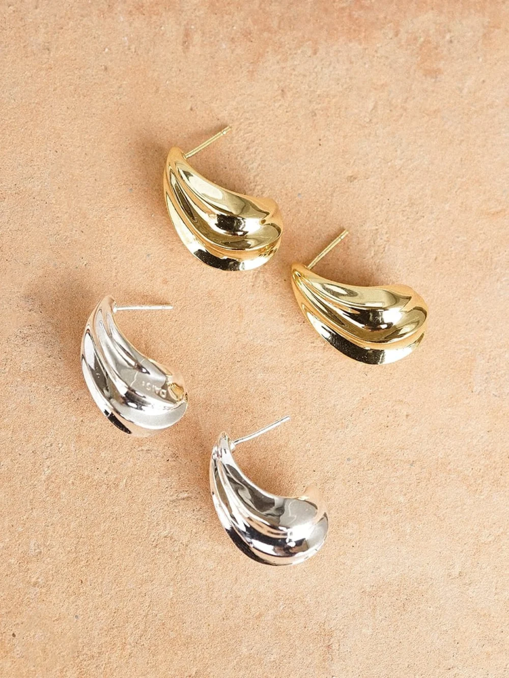 Daisy London Bold Wave Stud Earrings Silver Plate, view 5