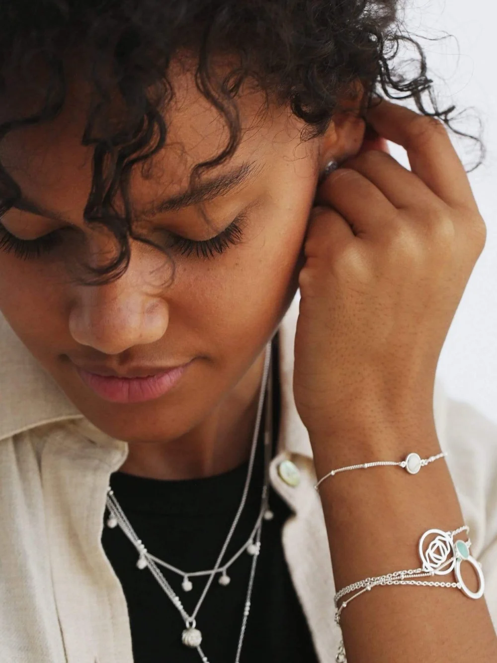 Daisy London Brow Chakra Chain Bracelet Sterling Silver, view 2