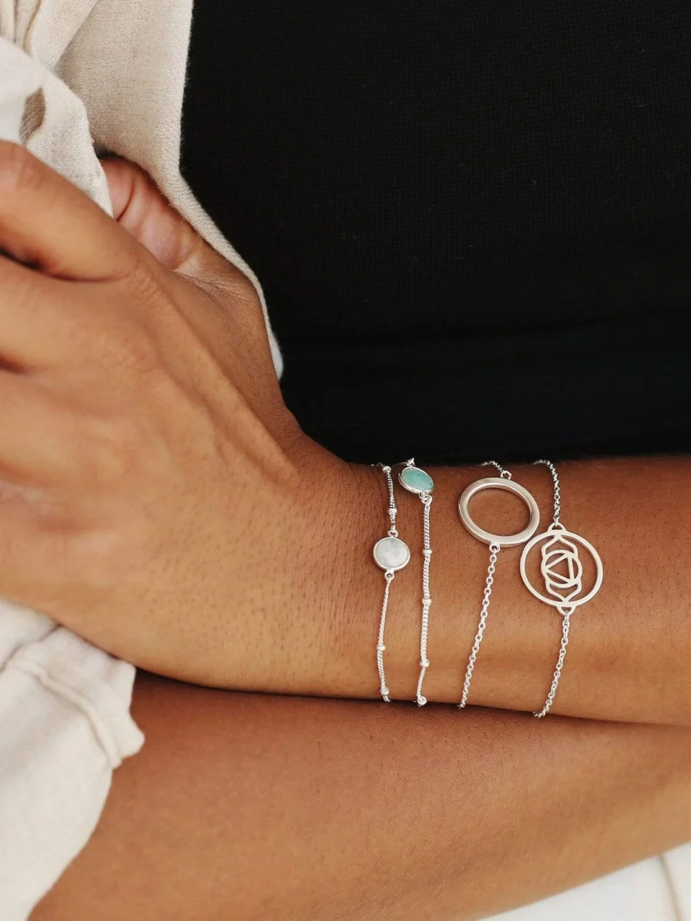 Daisy London Brow Chakra Chain Bracelet Sterling Silver, view 4