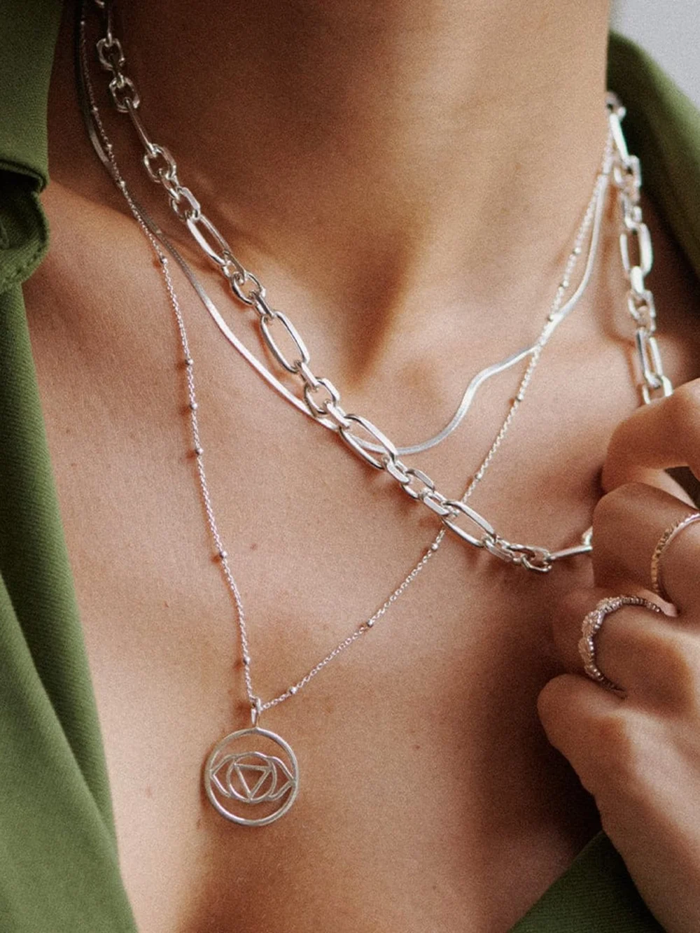 Daisy London Brow Chakra Necklace Sterling Silver, view 2