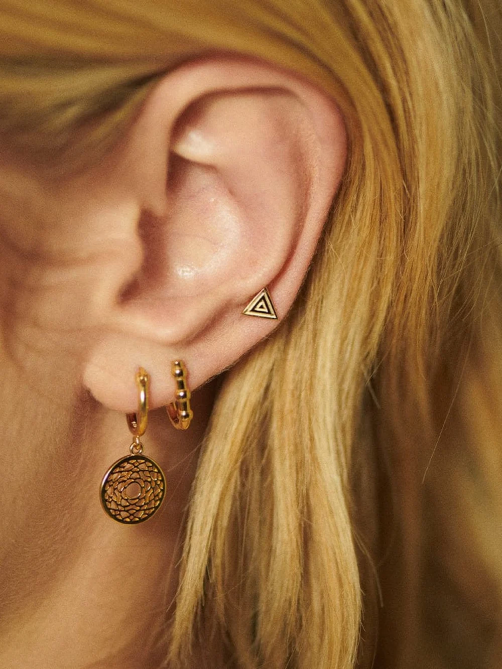 Daisy London Chakra Earrings 18ct Gold Plate, view 2