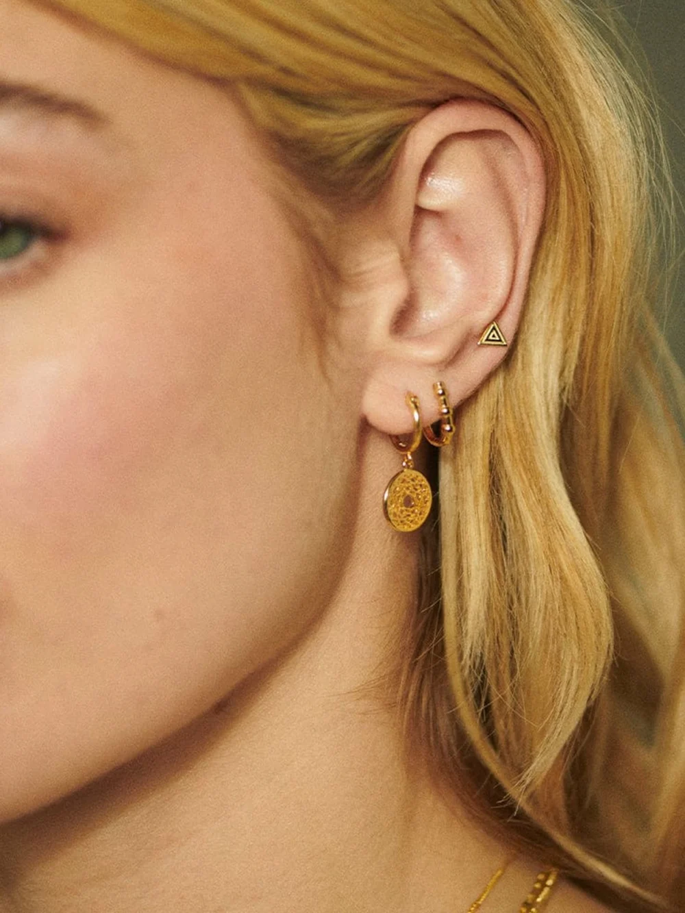 Daisy London Chakra Earrings 18ct Gold Plate, view 3
