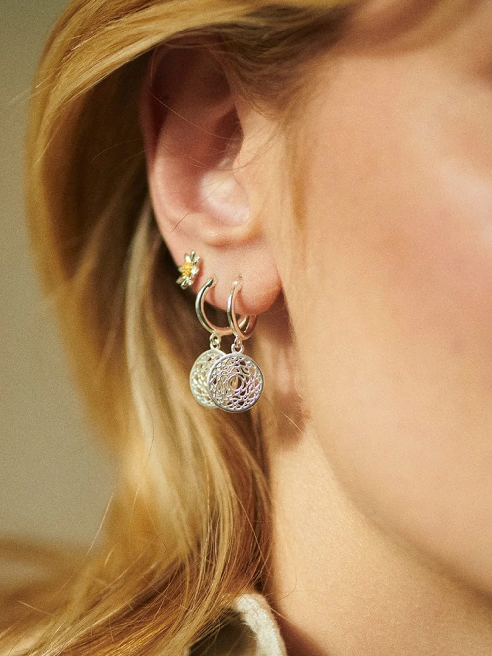 Daisy London Chakra Earrings Sterling Silver, view 2