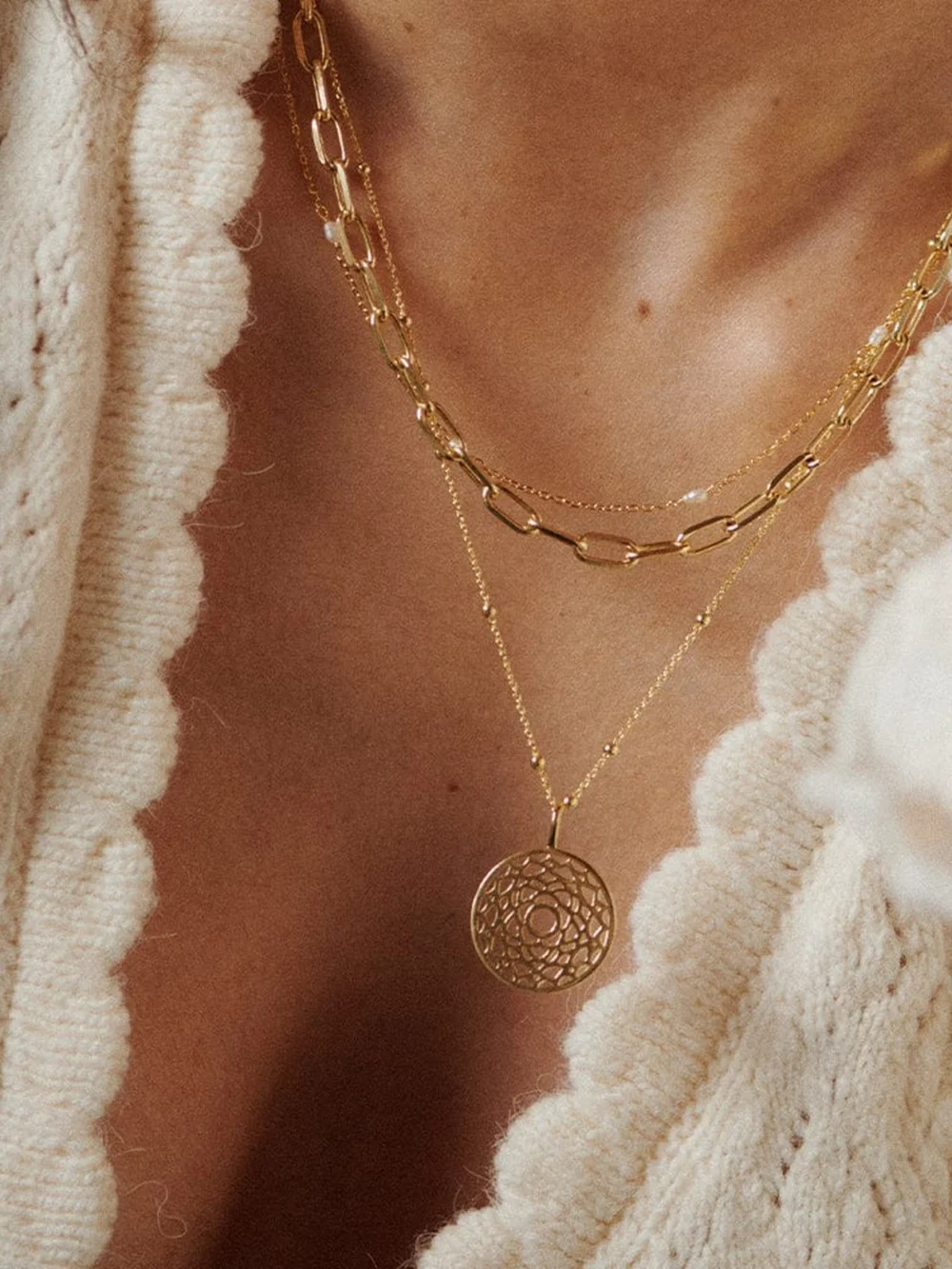 Daisy London Chakra Necklace 18ct Gold Plate, view 3