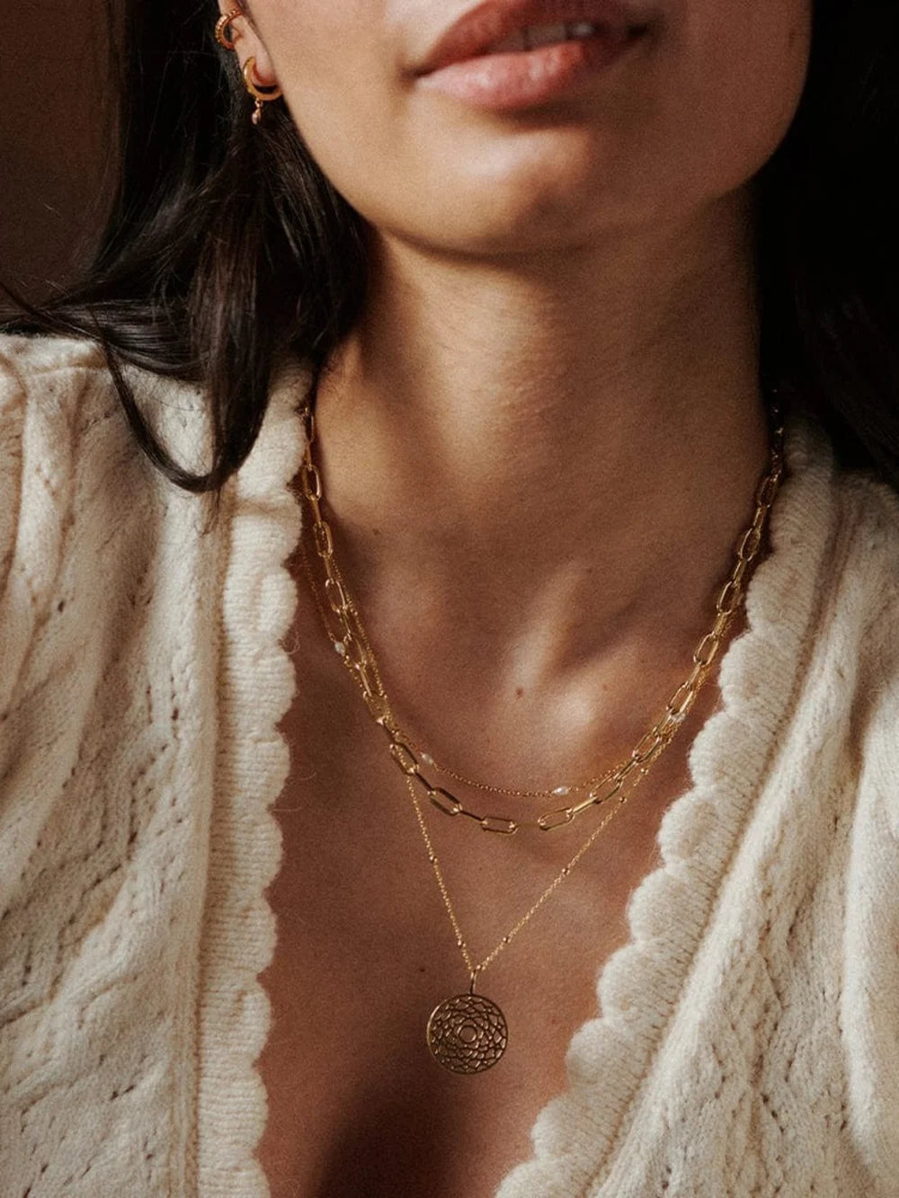 Daisy London Chakra Necklace 18ct Gold Plate, view 4