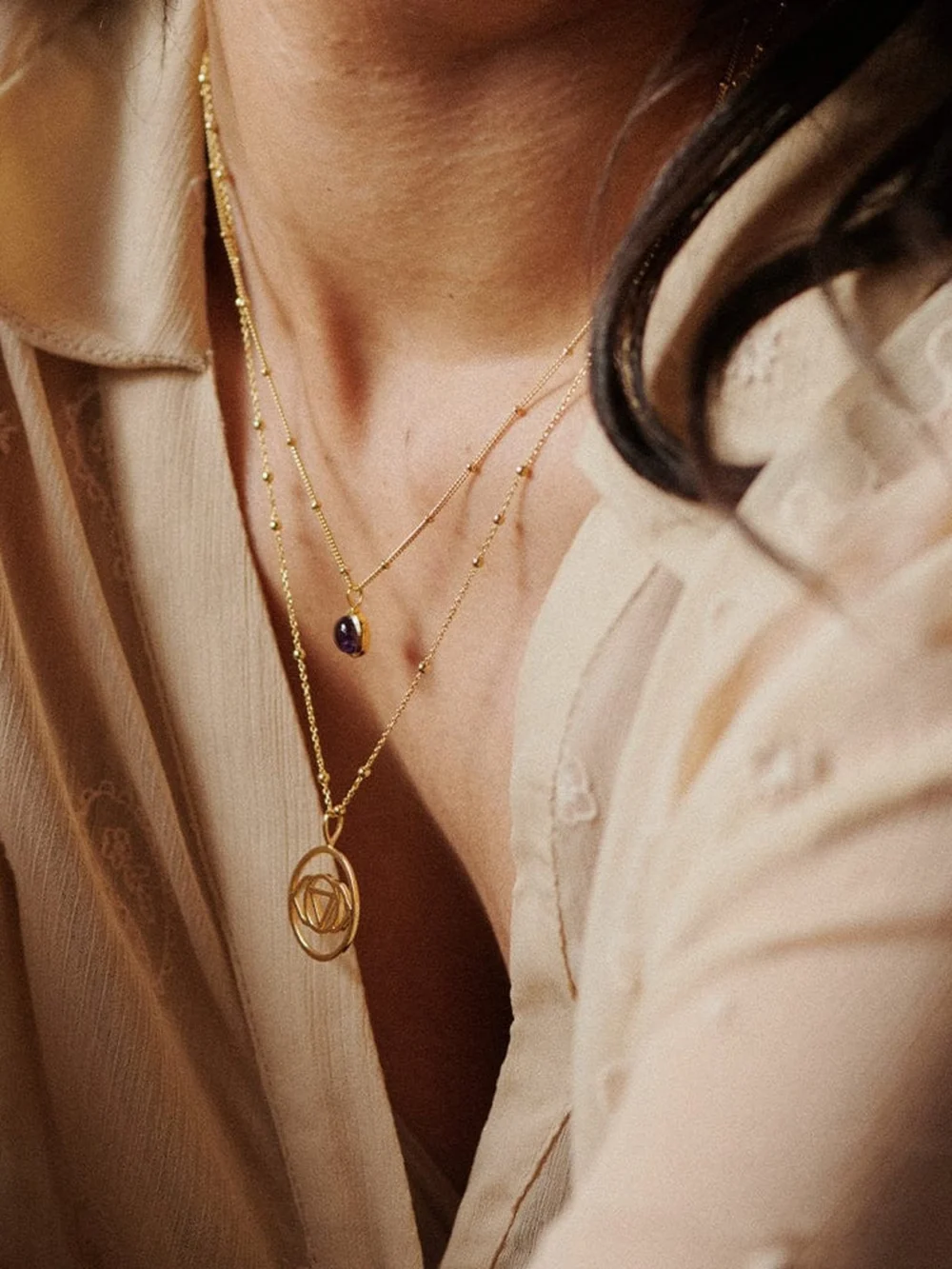 Daisy London Chakra Necklace 18ct Gold Plate, view 6