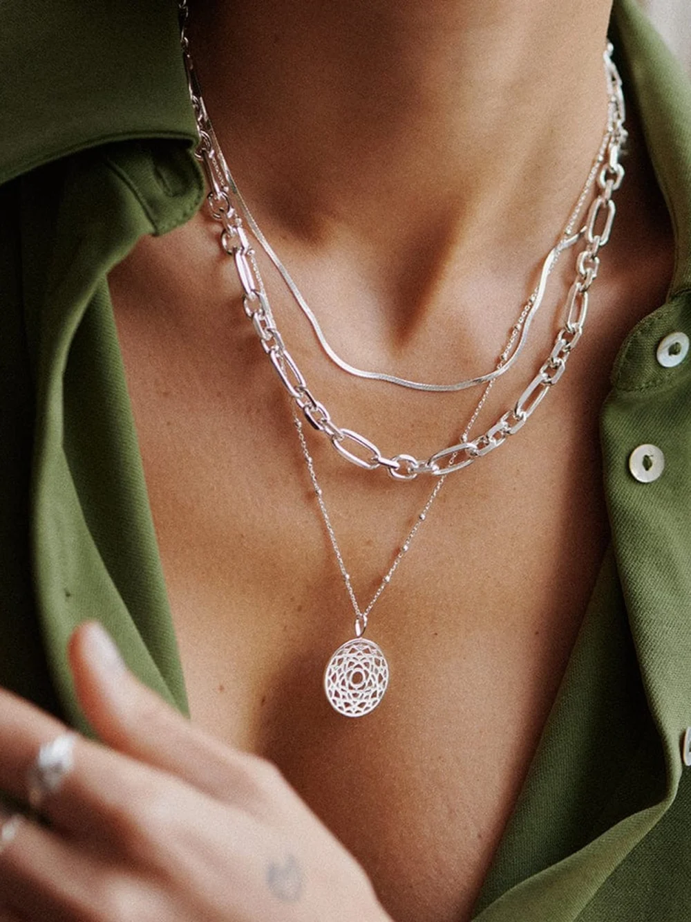 Daisy London Chakra Necklace Sterling Silver, view 3
