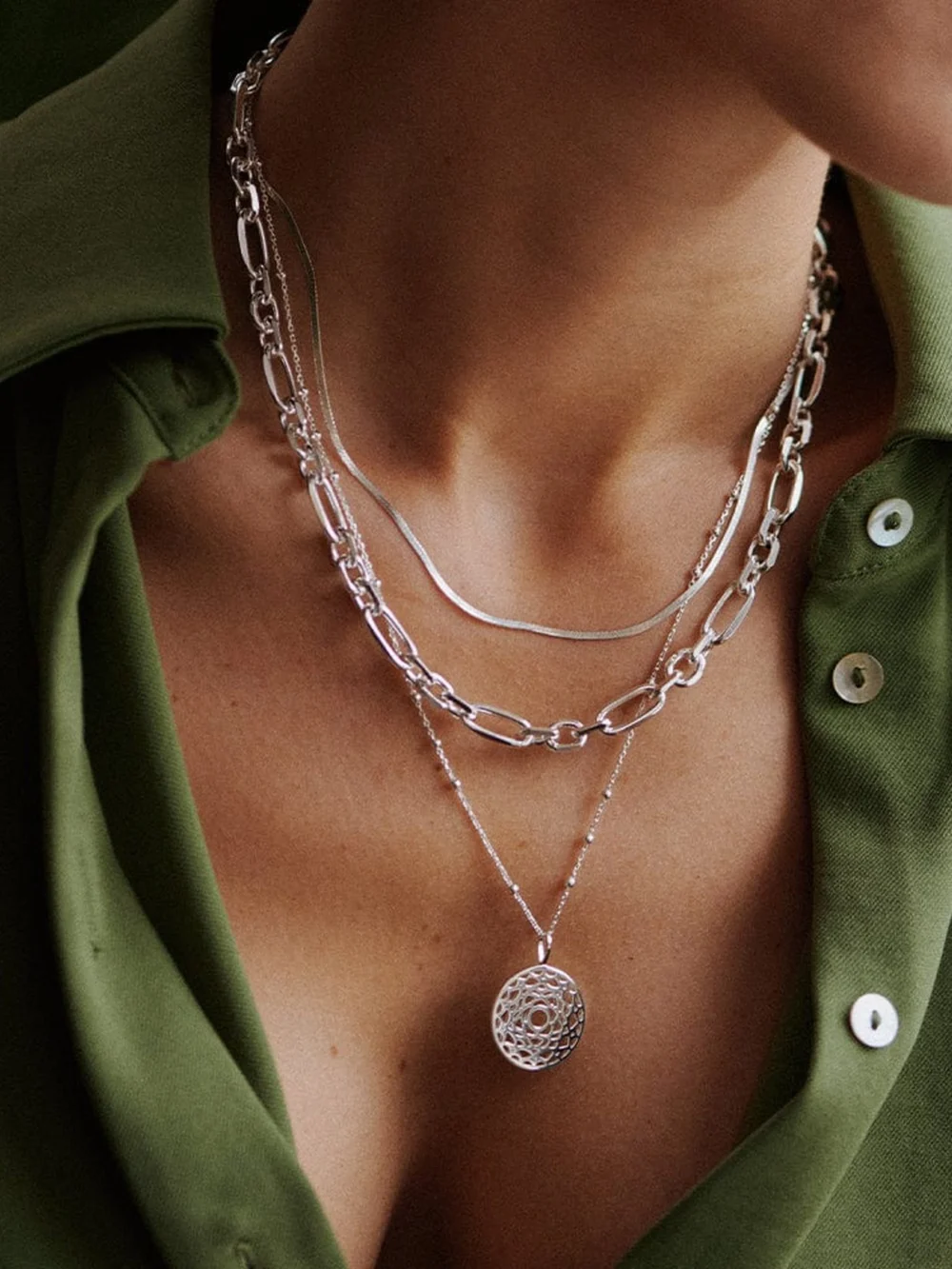 Daisy London Chakra Necklace Sterling Silver, view 5