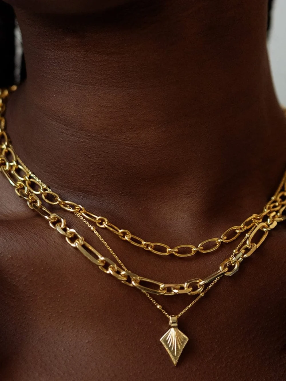 Daisy London Chunky Linked Chain Necklace 18ct Gold Plate, view 2