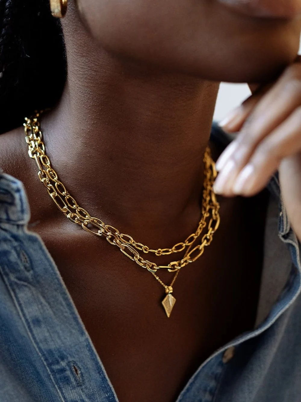Daisy London Chunky Linked Chain Necklace 18ct Gold Plate, view 4