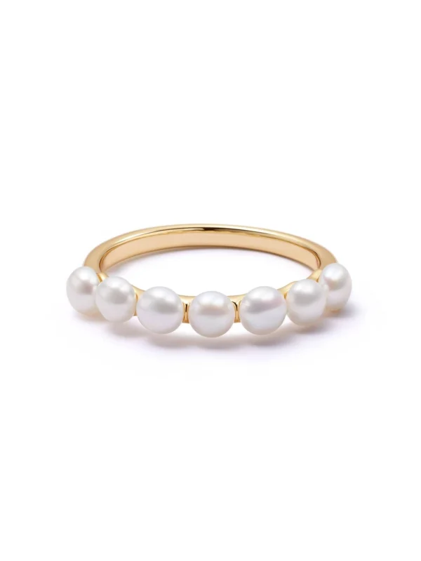Daisy London Chunky Pearl Band Ring 18ct Gold Plate