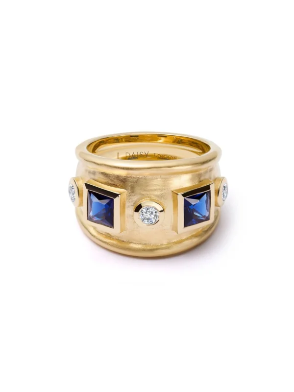 Daisy London Chunky Stone Textured Ring 18ct Gold Plate