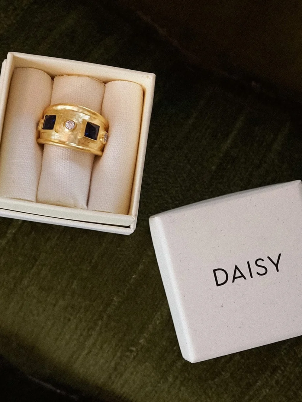 Daisy London Chunky Stone Textured Ring 18ct Gold Plate, view 5