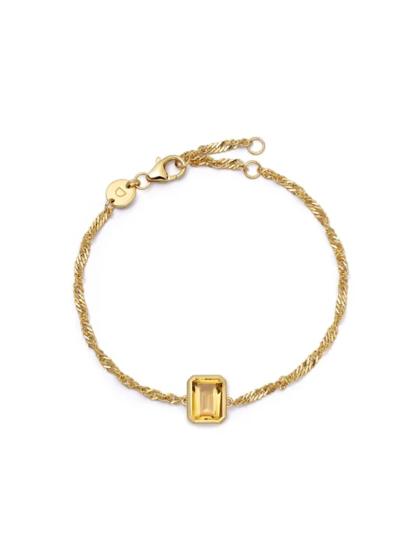 Daisy London Citrine November Birthstone Charm Bracelet 18ct Gold Plate