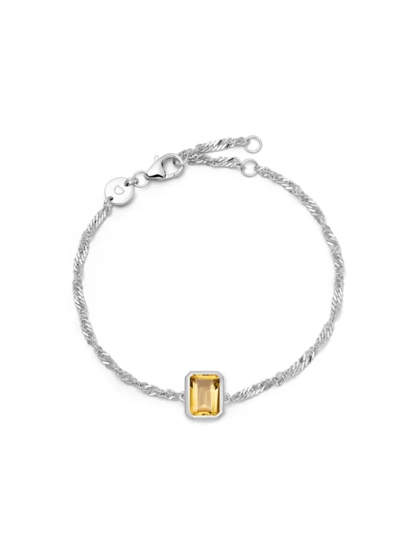Daisy London Citrine November Birthstone Charm Bracelet Sterling Silver