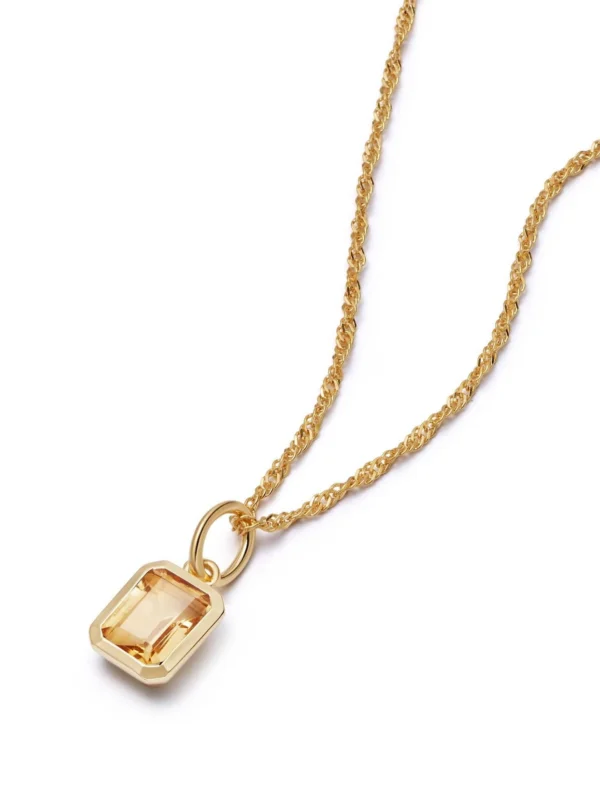 Daisy London Citrine November Birthstone Charm Necklace 18ct Gold Plate