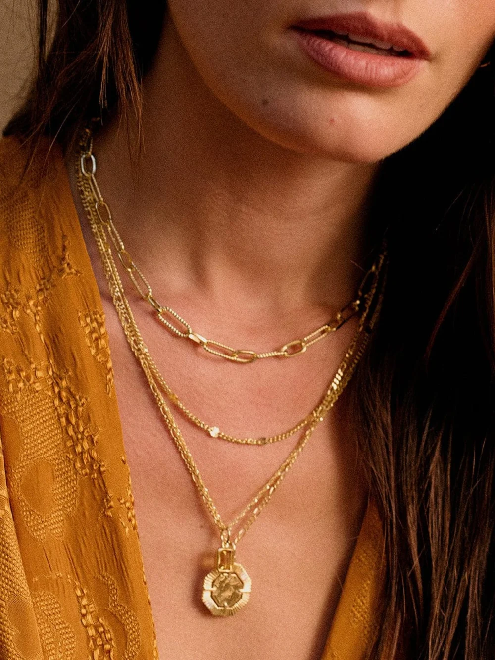 Daisy London Citrine November Birthstone Charm Necklace 18ct Gold Plate, view 3