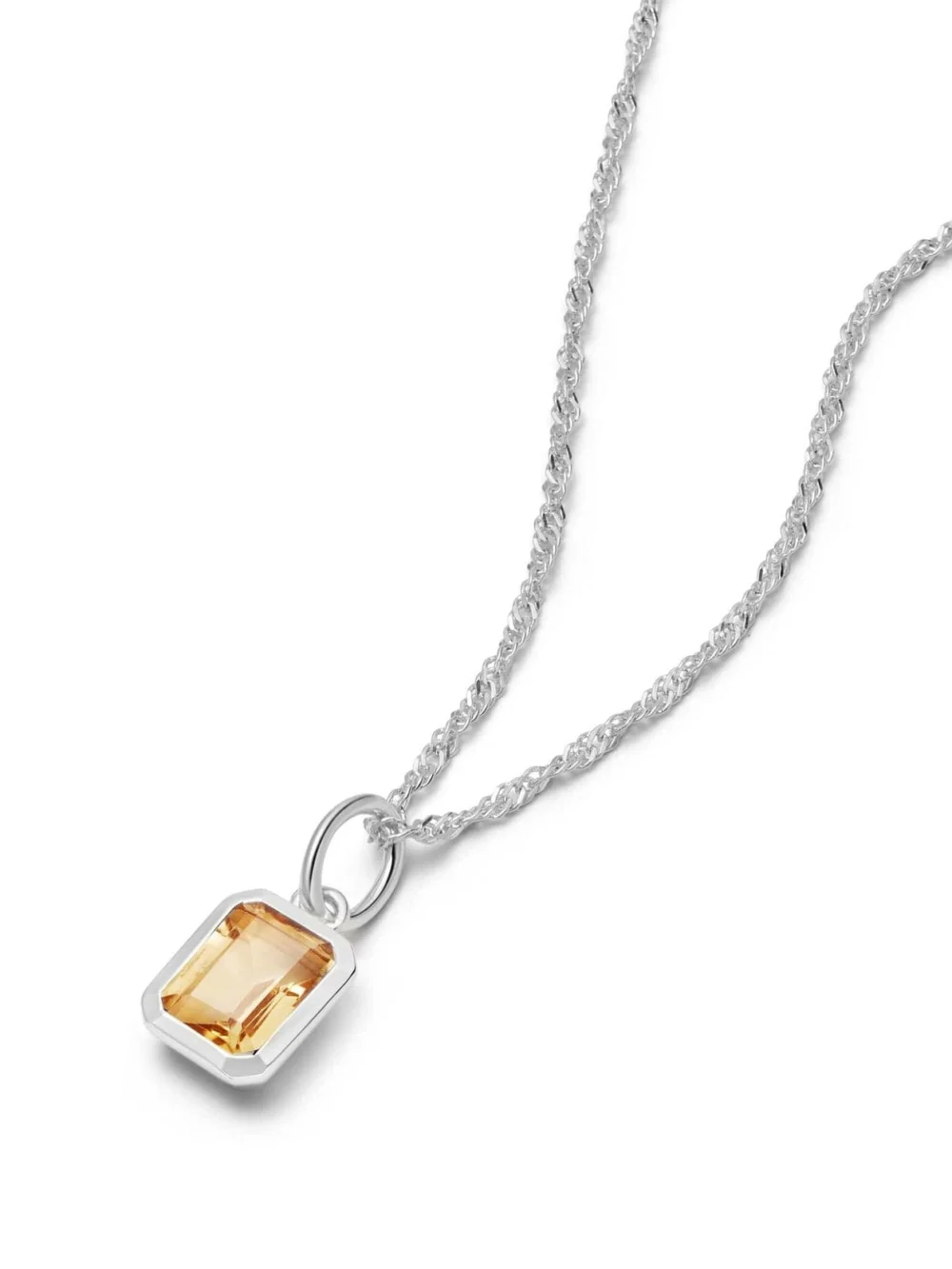 Daisy London Citrine November Birthstone Charm Necklace Sterling Silver