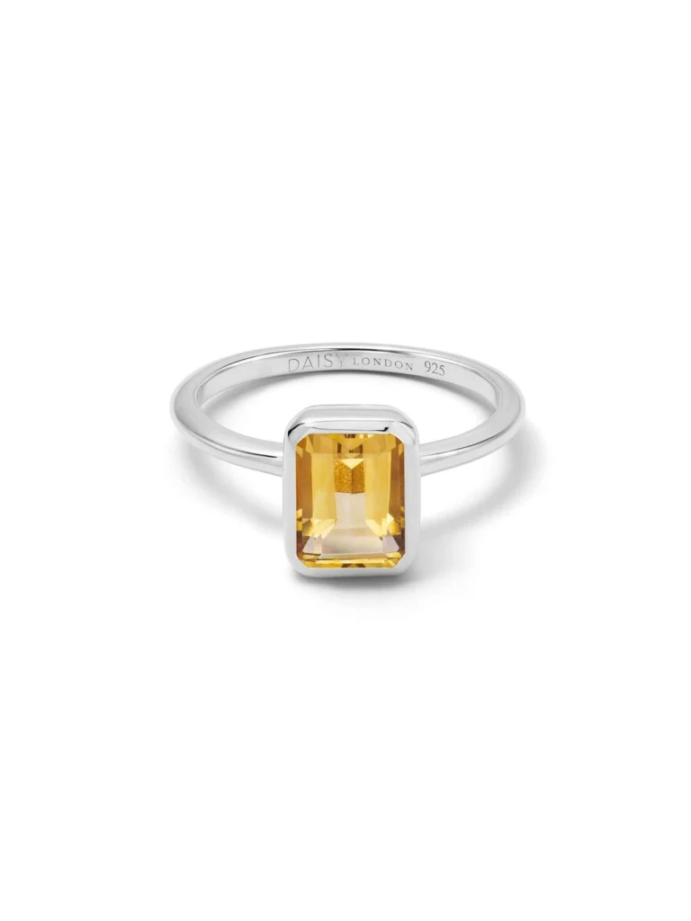 Daisy London Citrine November Birthstone Ring Sterling Silver
