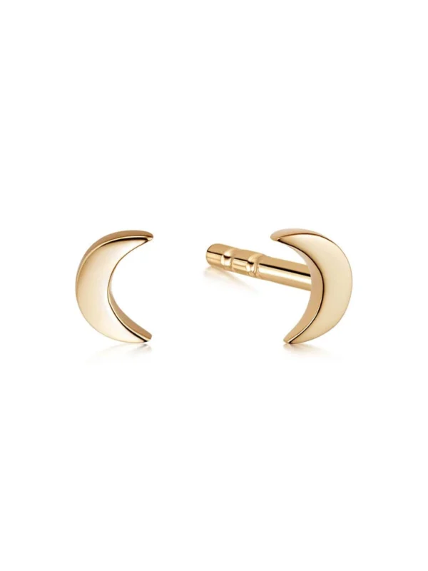 Daisy London Crescent Moon Stud Earrings 18ct Gold Plate