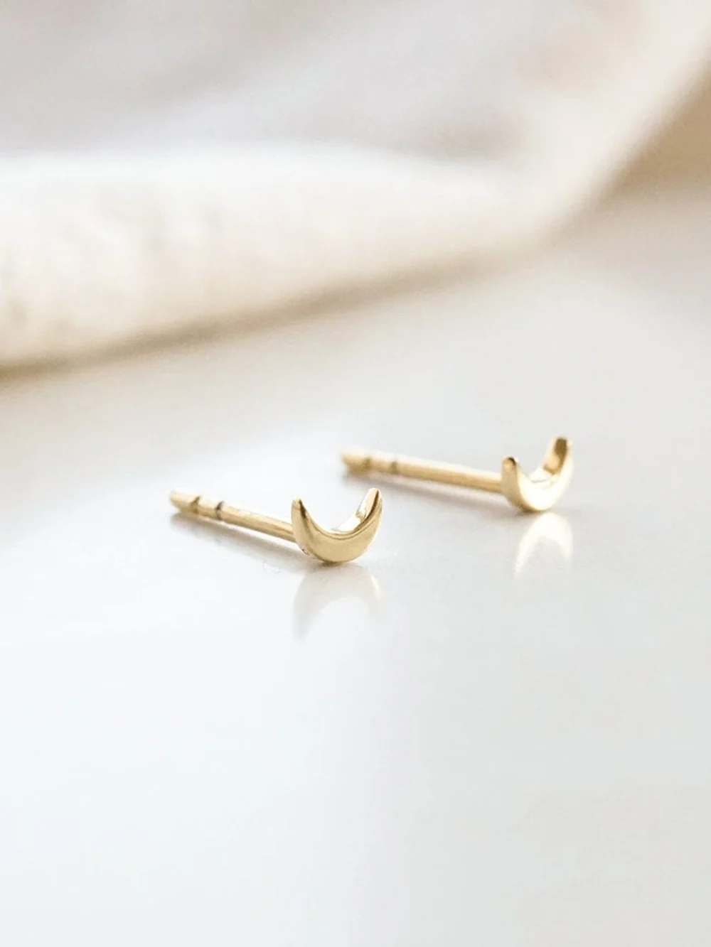 Daisy London Crescent Moon Stud Earrings 18ct Gold Plate, view 5
