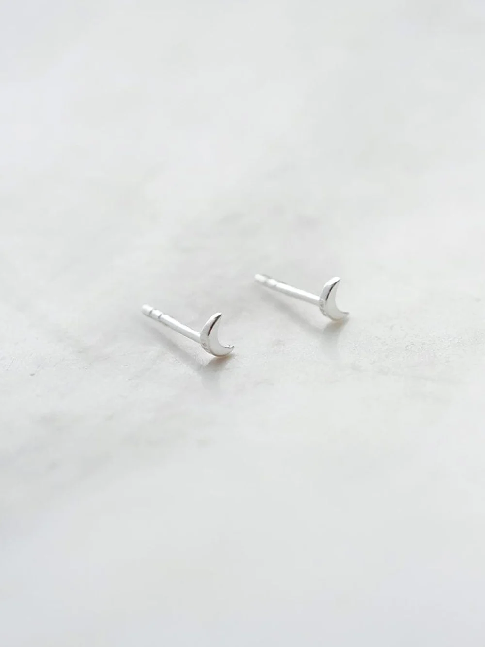 Daisy London Crescent Moon Stud Earrings Sterling Silver, view 3