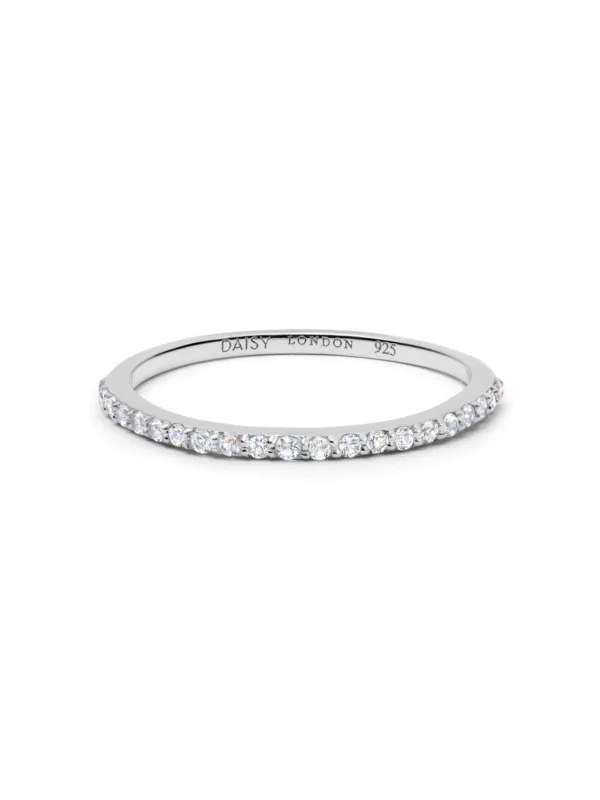 Daisy London Dainty Crystal Stacking Ring Sterling Silver