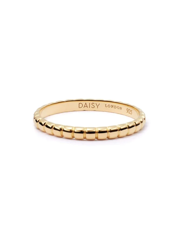 Daisy London Dainty Ridged Stacking Ring 18ct Gold Plate