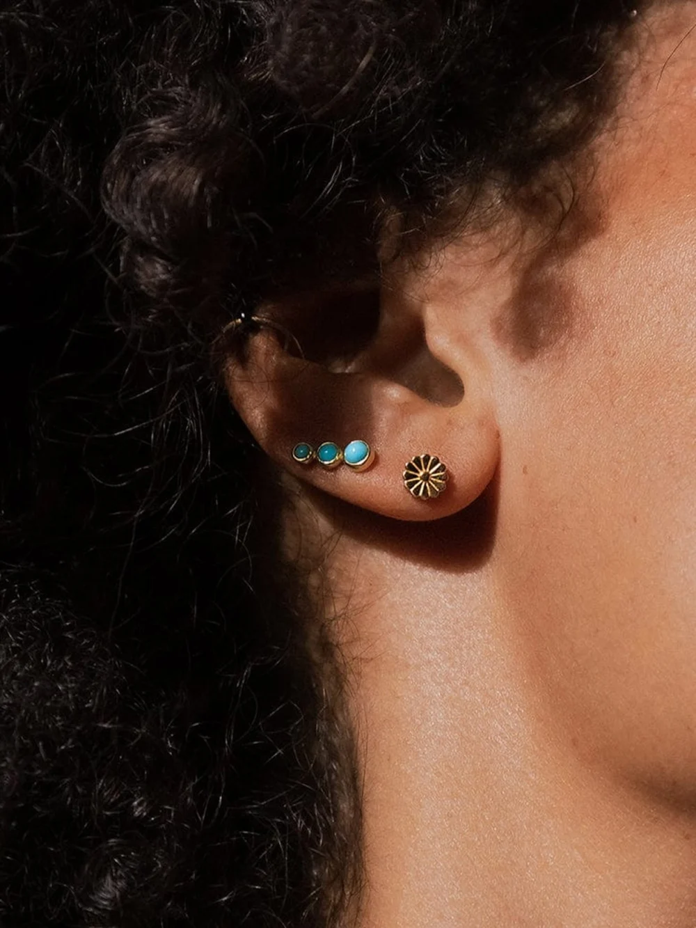 Daisy London Daisy Bloom Stud Earrings 18ct Gold Plate, view 2
