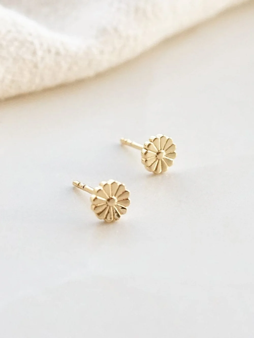 Daisy London Daisy Bloom Stud Earrings 18ct Gold Plate, view 3