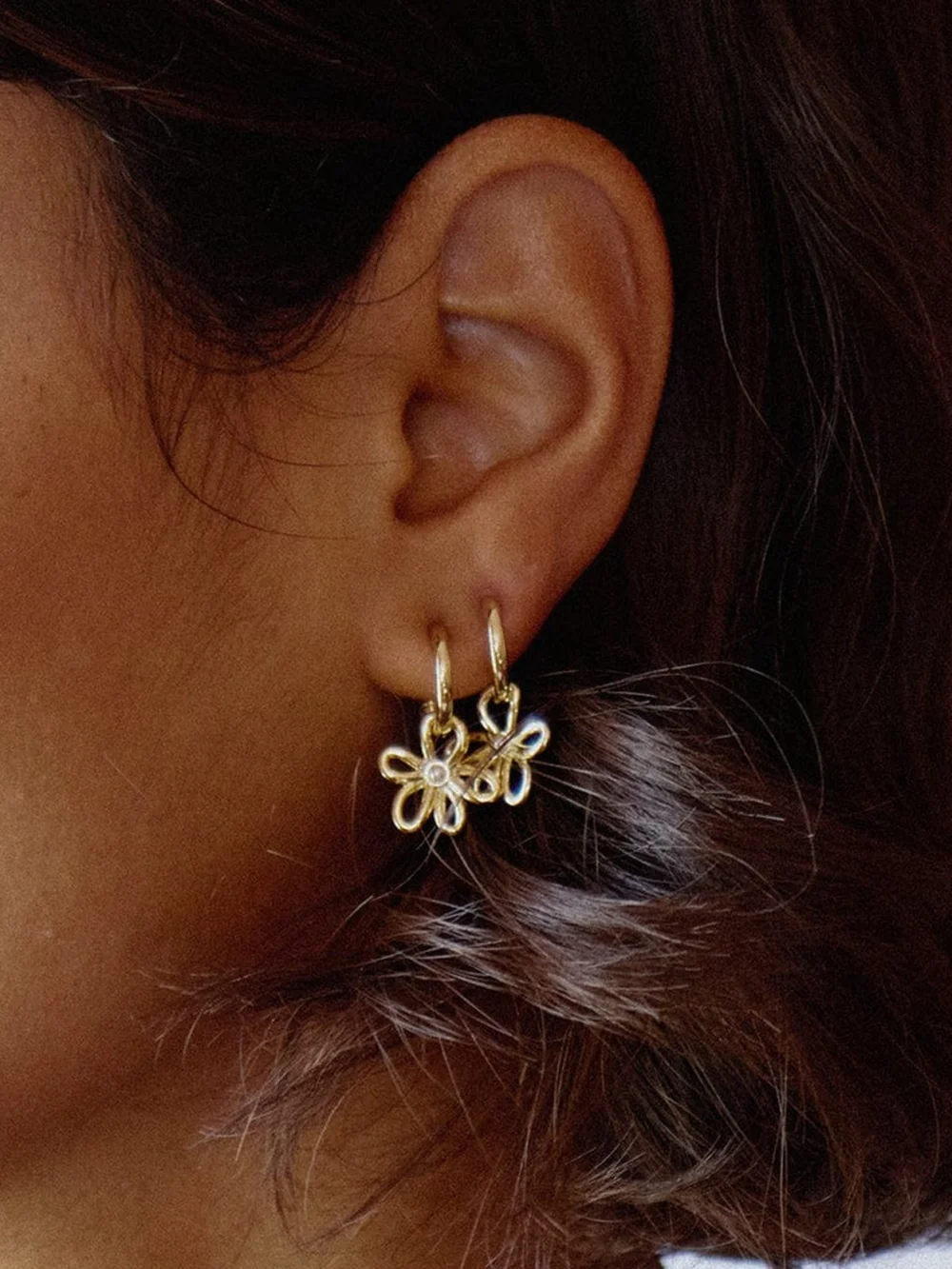 Daisy London Daisy Bow Drop Earrings 18ct Gold Plate, view 2