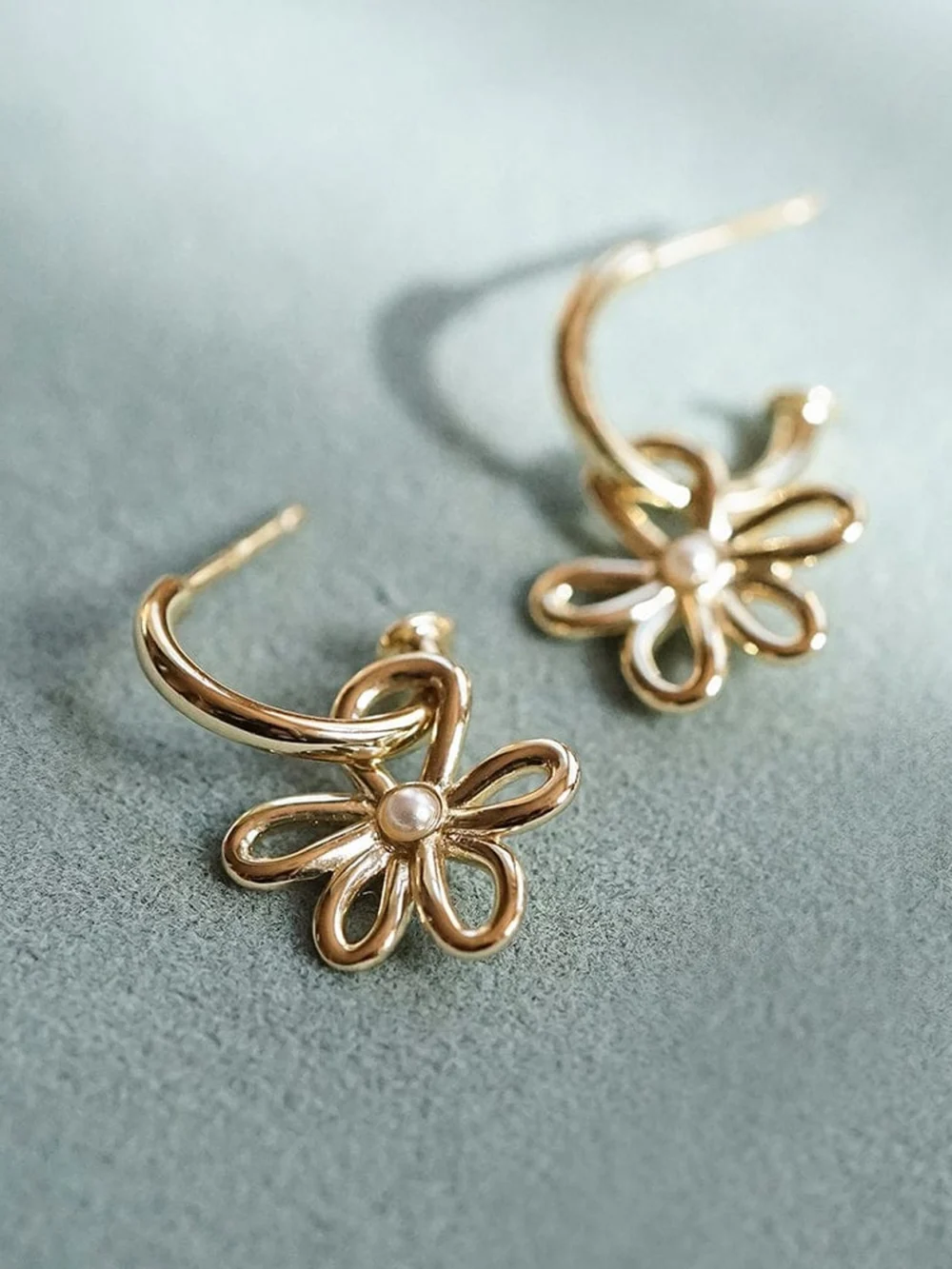 Daisy London Daisy Bow Drop Earrings 18ct Gold Plate, view 3