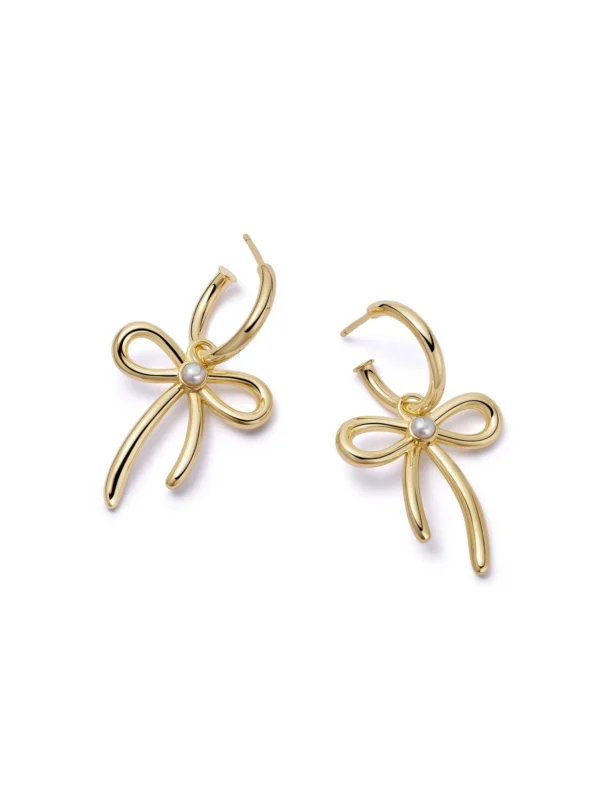 Daisy London Daisy Bow Large Drop Earrings 18ct Gold Plate