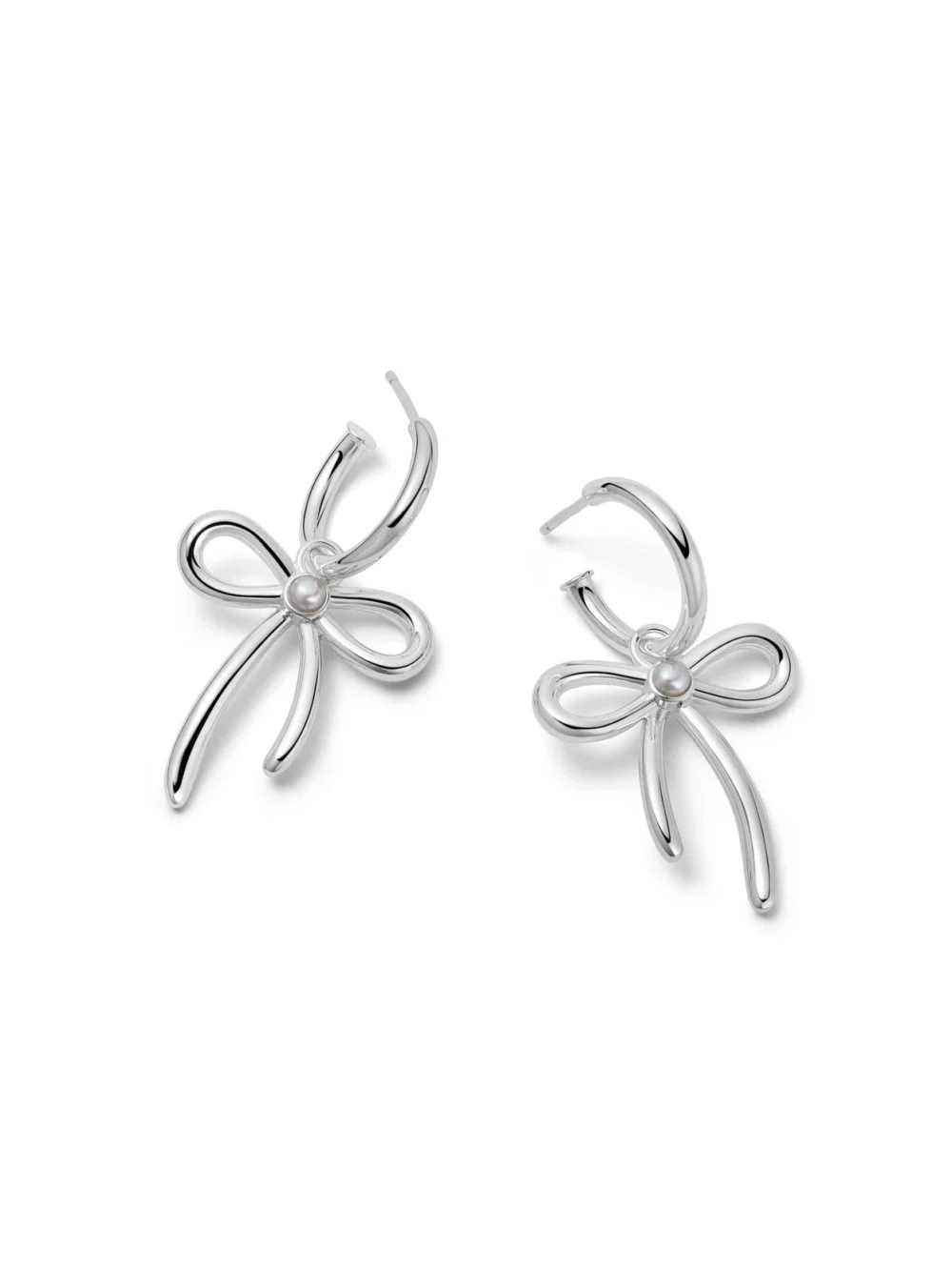 Daisy London Daisy Bow Large Drop Earrings Sterling Silver