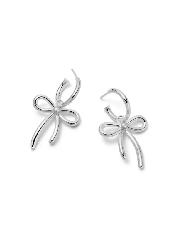 Daisy London Daisy Bow Large Drop Earrings Sterling Silver