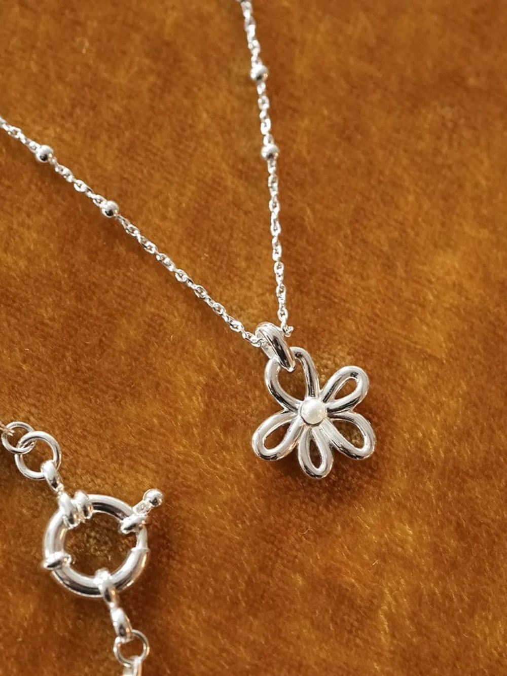 Daisy London Daisy Bow Pendant Necklace Sterling Silver, view 3