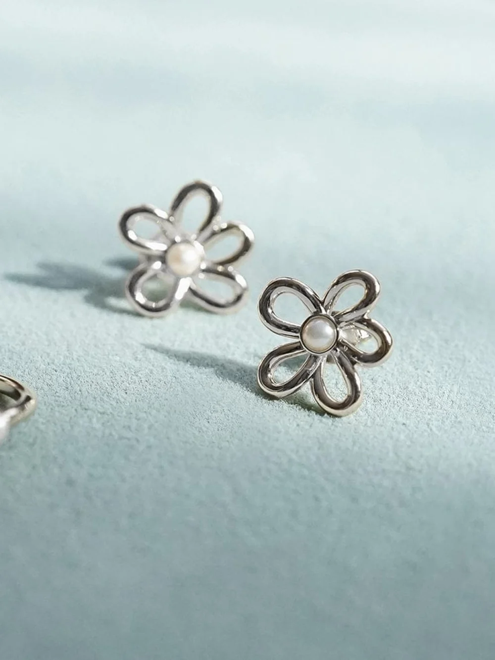 Daisy London Daisy Bow Stud Earrings Sterling Silver, view 3