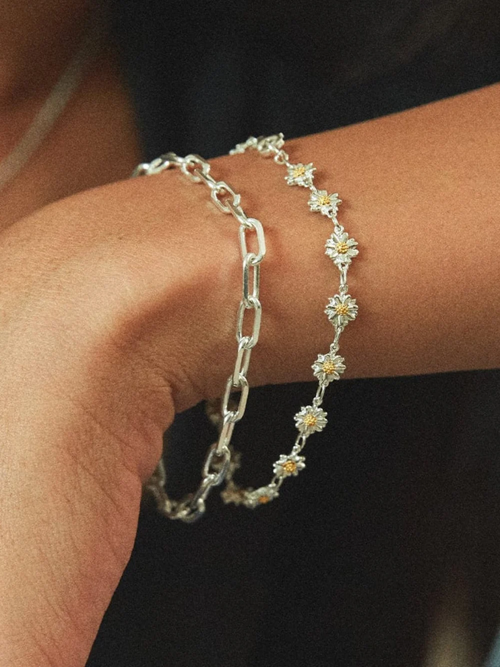 Daisy London Daisy Chain Bracelet Sterling Silver, view 2