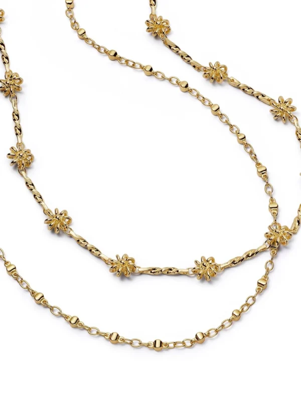 Daisy London Daisy Chain Twist & Diamond Disc Necklace Layering Set 18ct Gold Plate