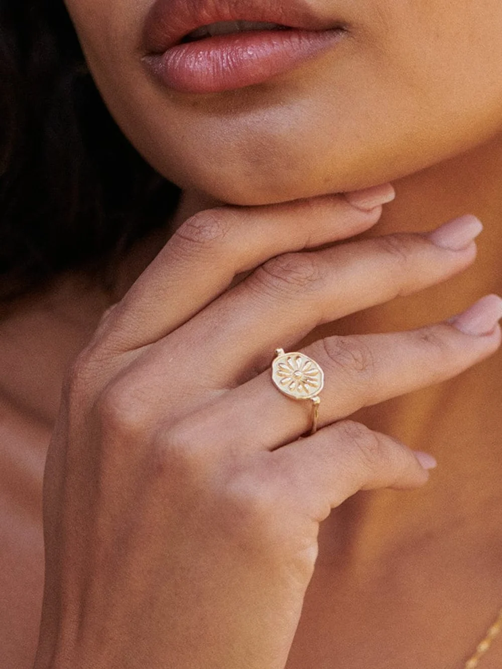 Daisy London Daisy Flower Ring 18ct Gold Plate, view 2