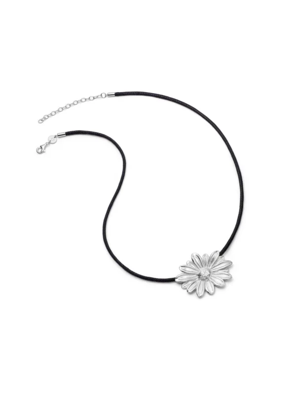 Daisy London Daisy Large Cord Flower Necklace Sterling Silver