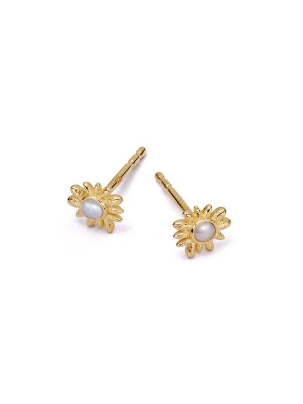 Daisy London Daisy Mini Mother of Pearl Stud Earrings 18ct Gold Plate