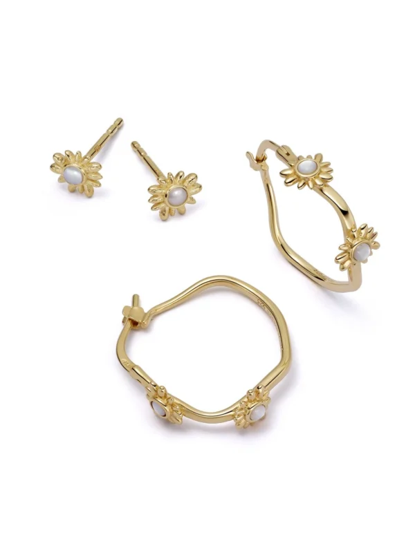 Daisy London Daisy Mother of Pearl Earring Stack 18ct Gold Plate