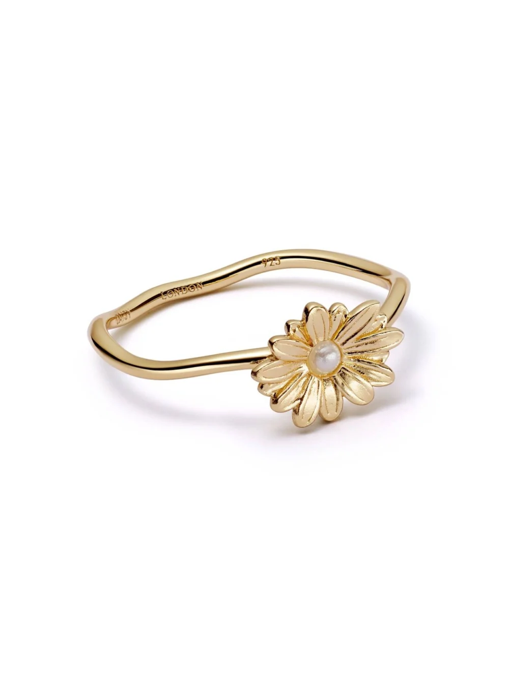 Daisy London Daisy Pearl Flower Ring 18ct Gold Plate