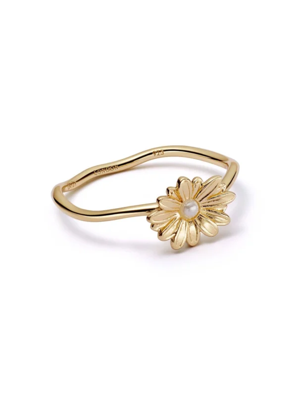 Daisy London Daisy Pearl Flower Ring 18ct Gold Plate